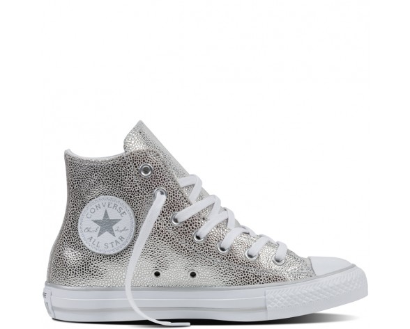 Zapatillas Converse para mujer chuck taylor all star sting ray metallic leather pure silver/negero/blanco_210