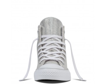 Zapatillas Converse para mujer chuck taylor all star sting ray metallic leather pure silver/negero/blanco_210